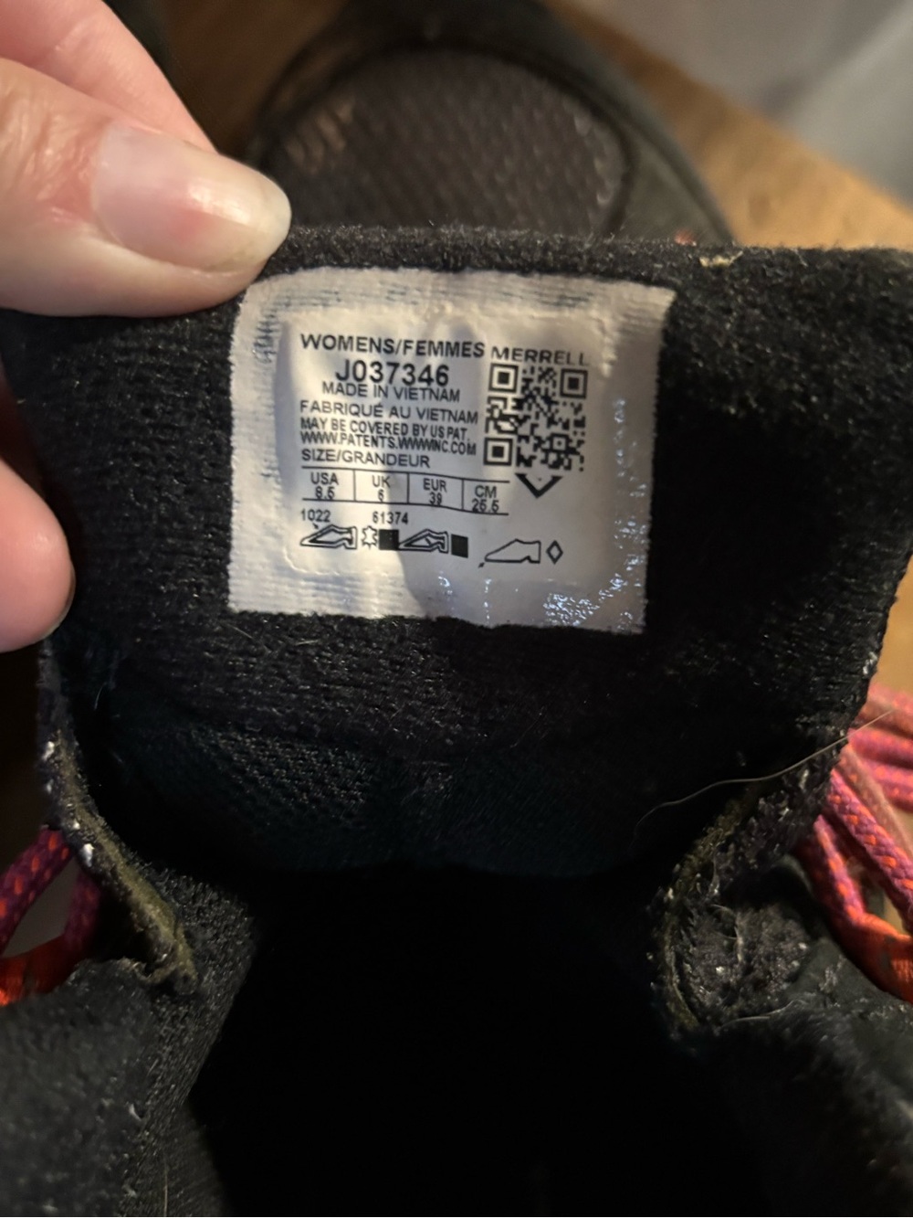Merrell Black Trail Shoe with Pink Accents
